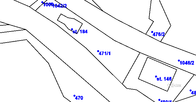 Parcela st. 471/1 v KÚ Stříbrnice, Katastrální mapa