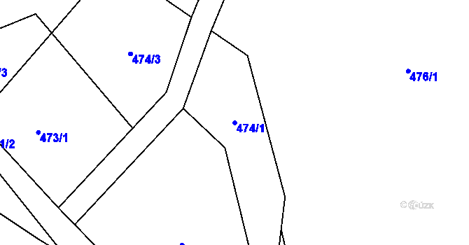 Parcela st. 474/1 v KÚ Stříbrnice, Katastrální mapa