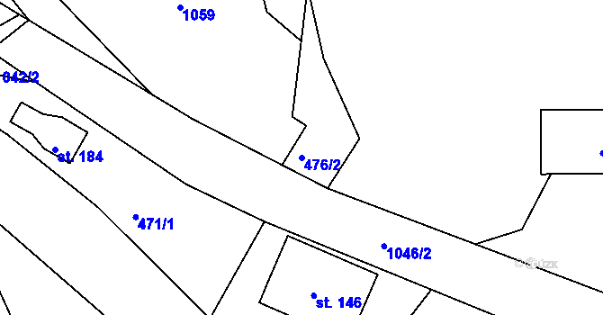 Parcela st. 476/2 v KÚ Stříbrnice, Katastrální mapa