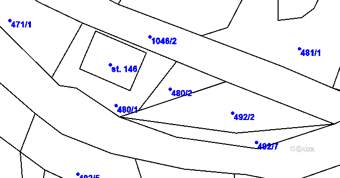 Parcela st. 480/2 v KÚ Stříbrnice, Katastrální mapa