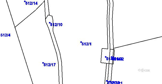 Parcela st. 512/1 v KÚ Stříbrnice, Katastrální mapa