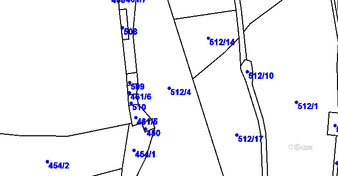 Parcela st. 512/4 v KÚ Stříbrnice, Katastrální mapa