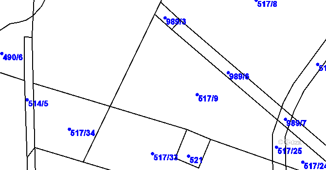 Parcela st. 517/9 v KÚ Stříbrnice, Katastrální mapa