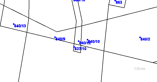 Parcela st. 840/12 v KÚ Stříbrnice, Katastrální mapa
