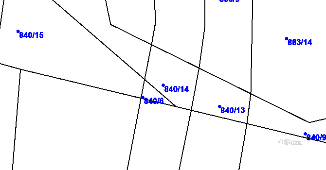 Parcela st. 840/14 v KÚ Stříbrnice, Katastrální mapa