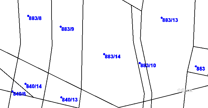 Parcela st. 883/14 v KÚ Stříbrnice, Katastrální mapa