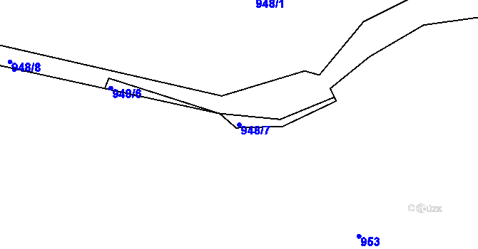 Parcela st. 948/7 v KÚ Stříbrnice, Katastrální mapa