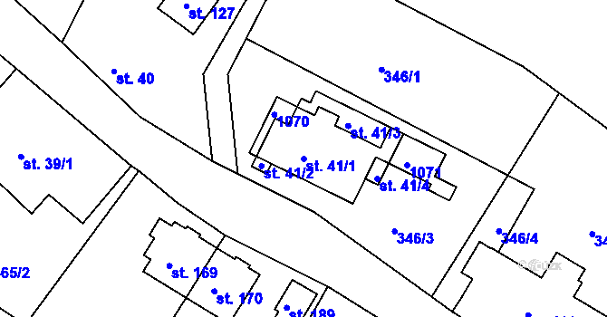 Parcela st. 41/1 v KÚ Stříbrnice, Katastrální mapa