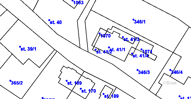 Parcela st. 41/2 v KÚ Stříbrnice, Katastrální mapa