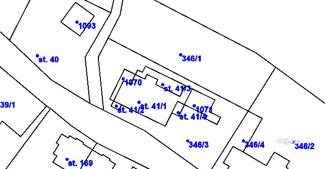 Parcela st. 41/3 v KÚ Stříbrnice, Katastrální mapa