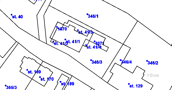 Parcela st. 41/4 v KÚ Stříbrnice, Katastrální mapa