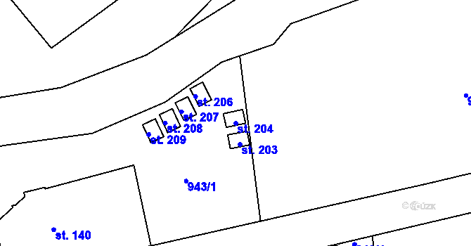 Parcela st. 204 v KÚ Stříbrnice, Katastrální mapa