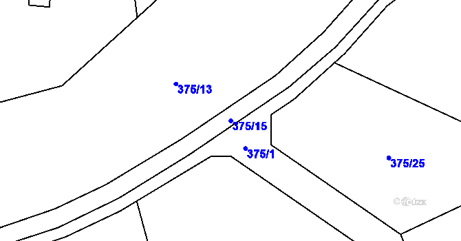 Parcela st. 375/15 v KÚ Stříbrnice, Katastrální mapa