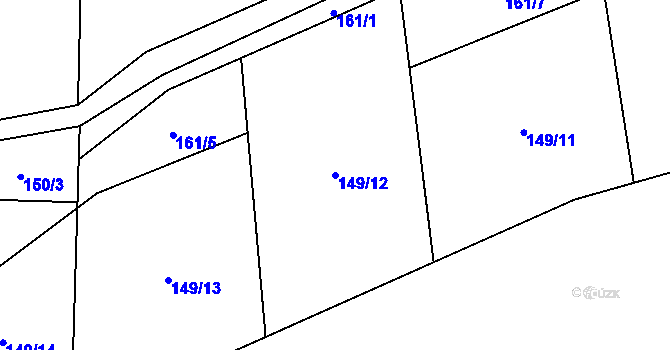 Parcela st. 149/12 v KÚ Stříbrnice, Katastrální mapa