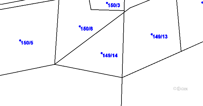 Parcela st. 149/14 v KÚ Stříbrnice, Katastrální mapa