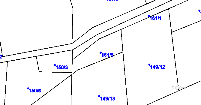 Parcela st. 161/5 v KÚ Stříbrnice, Katastrální mapa
