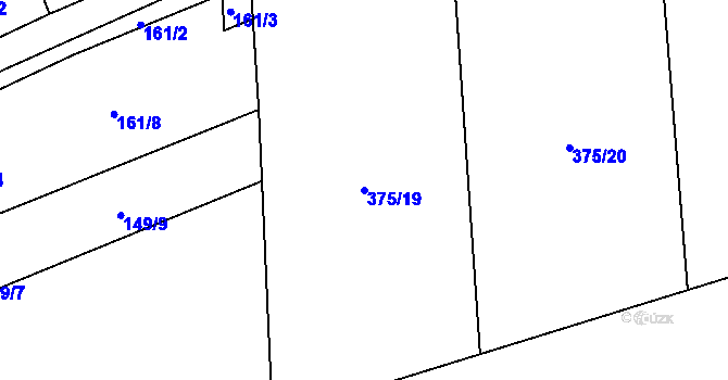 Parcela st. 375/19 v KÚ Stříbrnice, Katastrální mapa