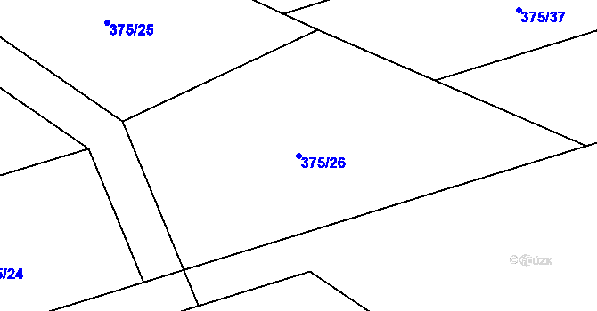 Parcela st. 375/26 v KÚ Stříbrnice, Katastrální mapa