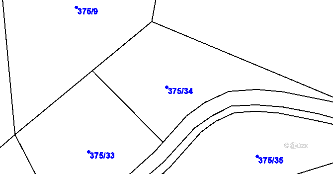 Parcela st. 375/34 v KÚ Stříbrnice, Katastrální mapa
