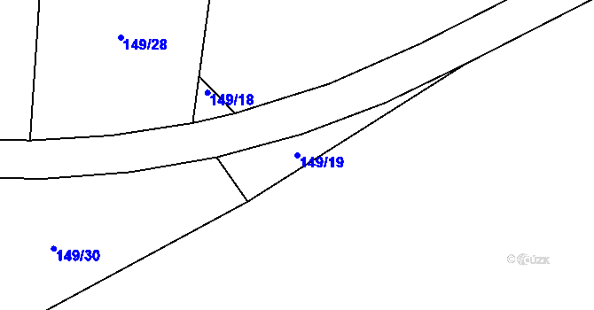 Parcela st. 149/19 v KÚ Stříbrnice, Katastrální mapa