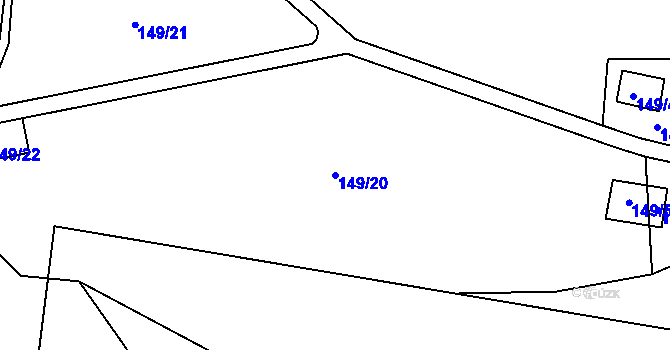 Parcela st. 149/20 v KÚ Stříbrnice, Katastrální mapa