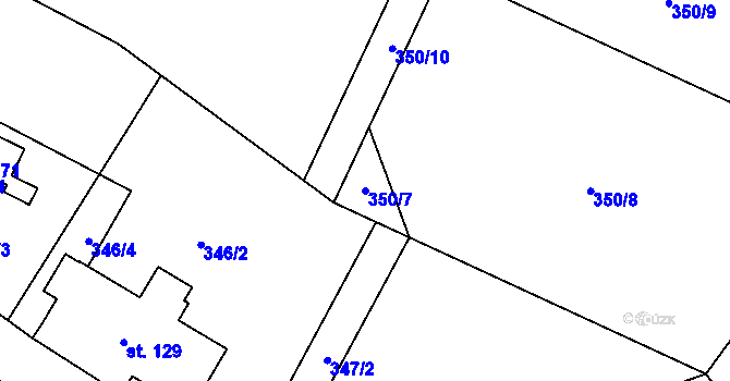 Parcela st. 350/7 v KÚ Stříbrnice, Katastrální mapa