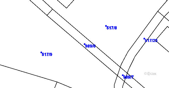Parcela st. 989/6 v KÚ Stříbrnice, Katastrální mapa
