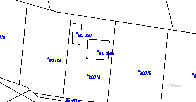 Parcela st. 226 v KÚ Stříbrnice, Katastrální mapa