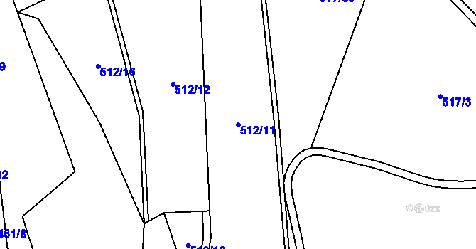 Parcela st. 512/11 v KÚ Stříbrnice, Katastrální mapa