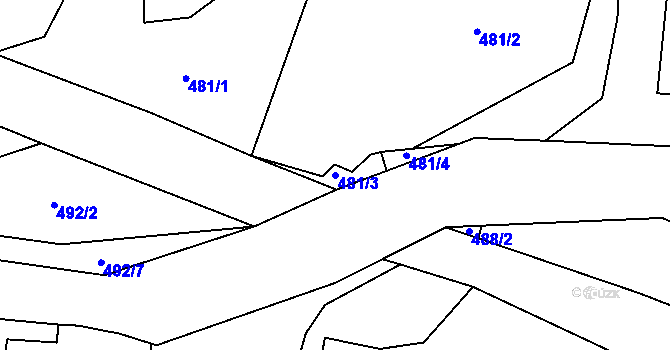 Parcela st. 481/3 v KÚ Stříbrnice, Katastrální mapa