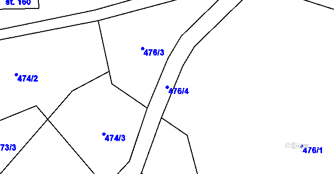 Parcela st. 476/4 v KÚ Stříbrnice, Katastrální mapa