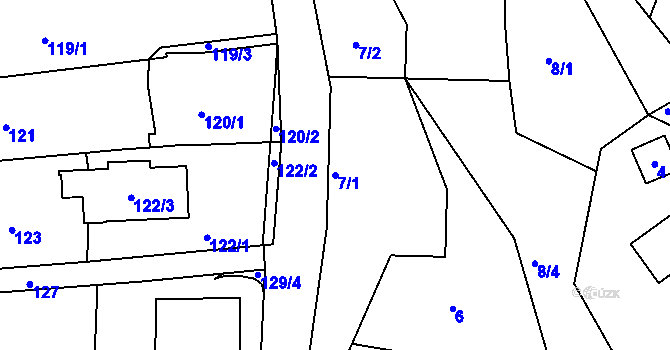 Parcela st. 7/1 v KÚ Dobětice, Katastrální mapa