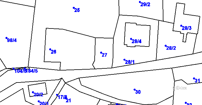 Parcela st. 27 v KÚ Dobětice, Katastrální mapa