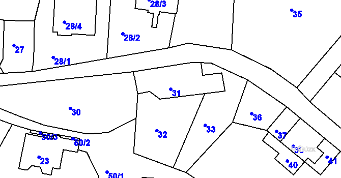 Parcela st. 31 v KÚ Dobětice, Katastrální mapa