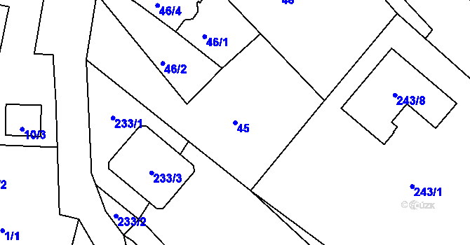 Parcela st. 45 v KÚ Dobětice, Katastrální mapa