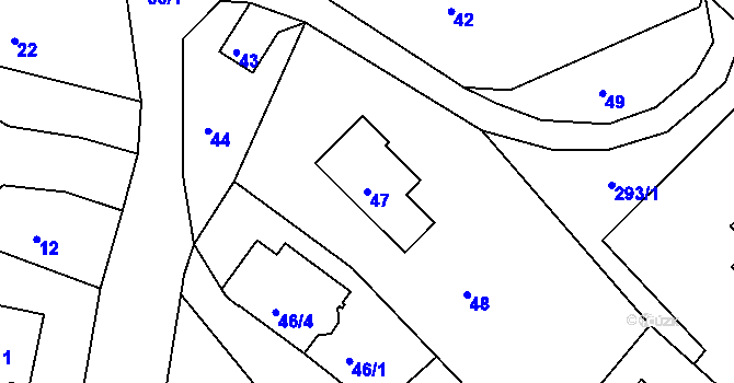 Parcela st. 47 v KÚ Dobětice, Katastrální mapa
