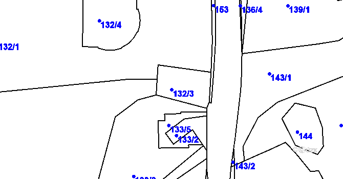 Parcela st. 132/3 v KÚ Dobětice, Katastrální mapa