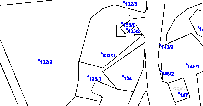 Parcela st. 133/3 v KÚ Dobětice, Katastrální mapa