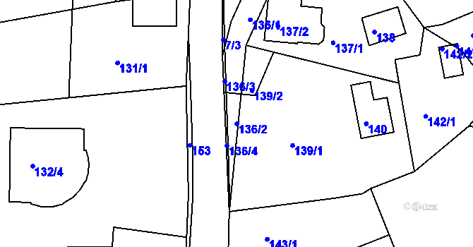 Parcela st. 136/2 v KÚ Dobětice, Katastrální mapa