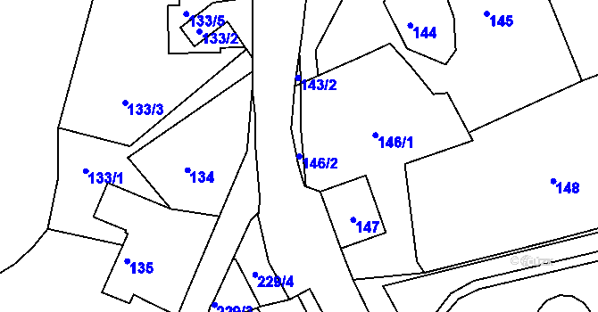 Parcela st. 146/2 v KÚ Dobětice, Katastrální mapa