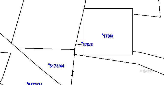 Parcela st. 170/2 v KÚ Dobětice, Katastrální mapa