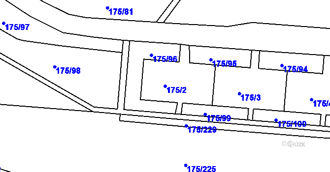 Parcela st. 175/2 v KÚ Dobětice, Katastrální mapa