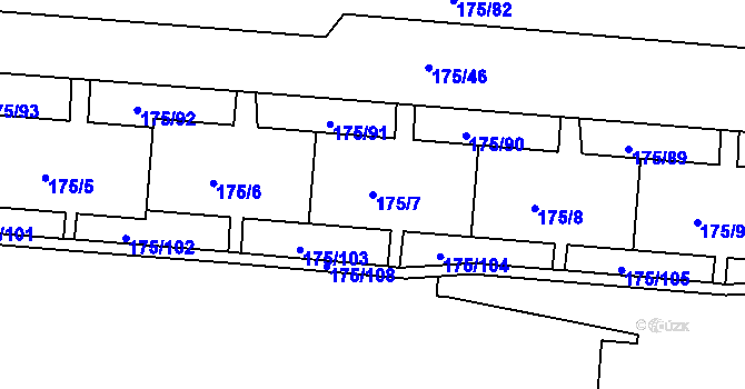 Parcela st. 175/7 v KÚ Dobětice, Katastrální mapa