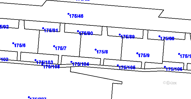 Parcela st. 175/8 v KÚ Dobětice, Katastrální mapa