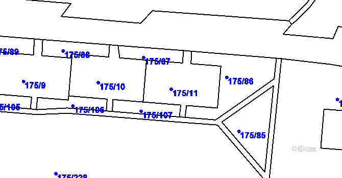 Parcela st. 175/11 v KÚ Dobětice, Katastrální mapa