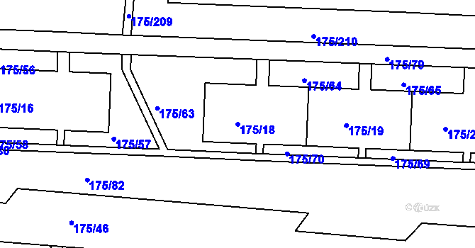 Parcela st. 175/18 v KÚ Dobětice, Katastrální mapa