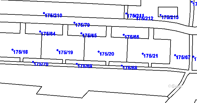 Parcela st. 175/20 v KÚ Dobětice, Katastrální mapa
