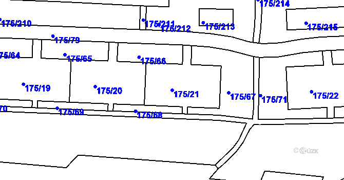 Parcela st. 175/21 v KÚ Dobětice, Katastrální mapa