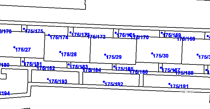 Parcela st. 175/29 v KÚ Dobětice, Katastrální mapa