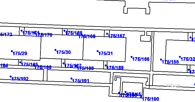 Parcela st. 175/31 v KÚ Dobětice, Katastrální mapa